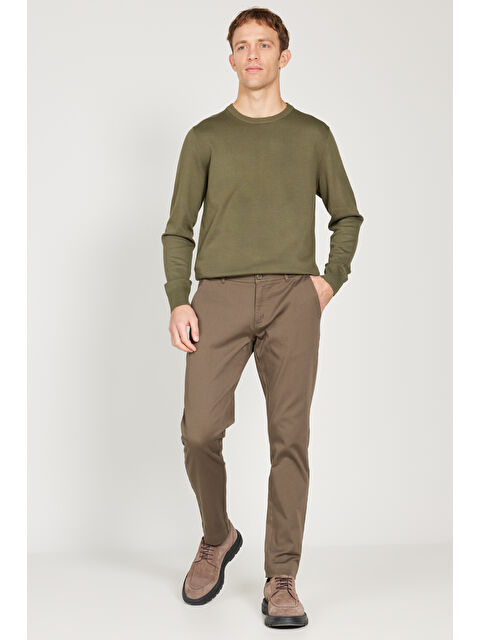 AC&Co / Altınyıldız Classics Erkek Haki Slim Fit Dar Kesim Pamuklu Esnek Chino Pantolon - S000402952-18547