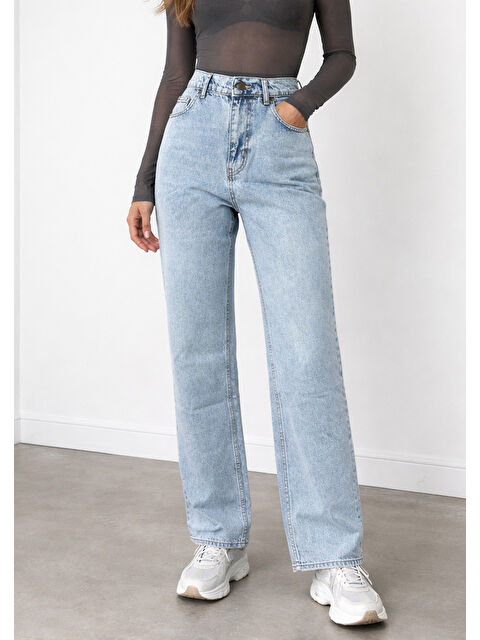 carla10 Açık Mavi Uzun Geniş Paça Jean - S000506690-17437