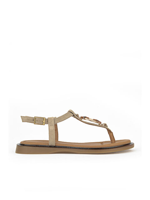 Ziya Ayakkabı Kadın Hakiki Deri Sandalet 1611047Z26684 Vizon