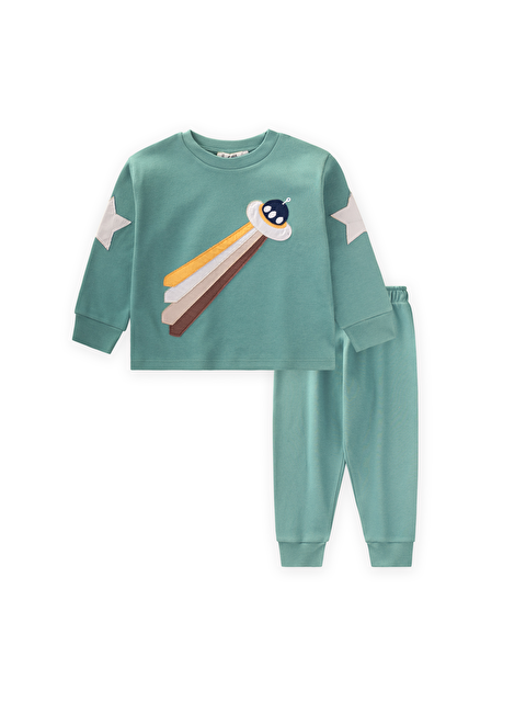 CİGİT Uzay Aracı Aplikeli Pijama Takım 2-8 Yaş Yeşil - S000502517-18194