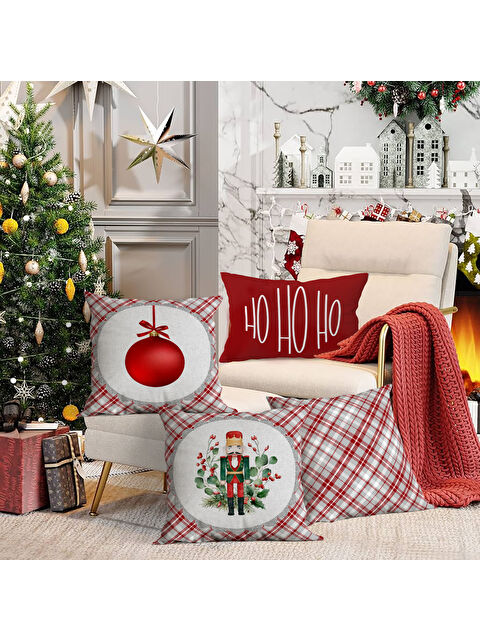 Evmila 4 lü Yılbaşı Temalı Kadife Kırlent Kılıfı 43x43 cm - S000285270-23173