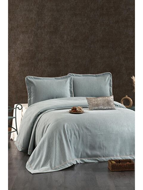 Çeyiz Diyarı Evita Şönil Çift Kişilik Yatak Örtüsü 260x260 cm Turkuaz - S000493264-20055