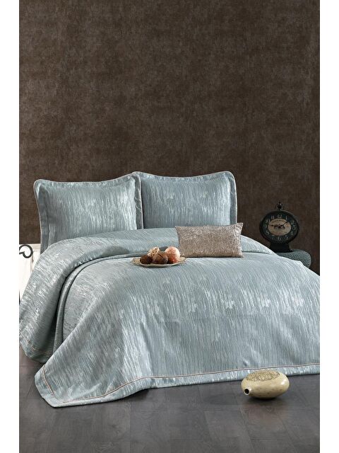 Çeyiz Diyarı Larissa Şönil Çift Kişilik Yatak Örtüsü 260x260 cm Turkuaz - S000493265-20055