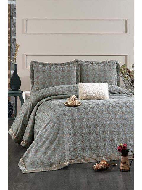 Çeyiz Diyarı Podyum Şönil Çift Kişilik Yatak Örtüsü 260x260 cm Turkuaz - S000493266-20055