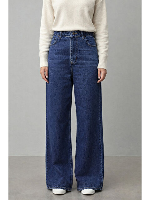carla10 Lacivert Geniş Model Kadın Jean - S000506693-21164