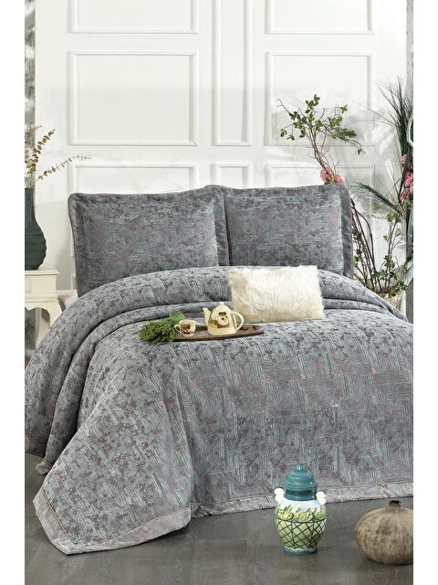 Çeyiz Diyarı Sara Şönil Çift Kişilik Yatak Örtüsü 260x260 cm Turkuaz - S000493268-20055