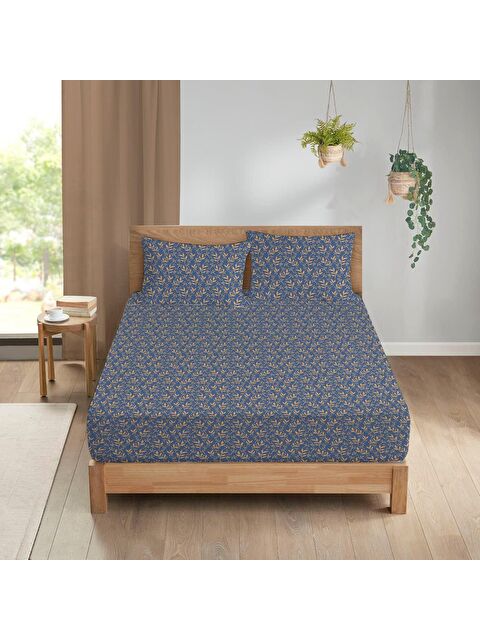 Evmila Turuncu Yaprak Desen Baskılı Çift Kişilik 180x200 Çarşaf Takımı - S000124267-23173