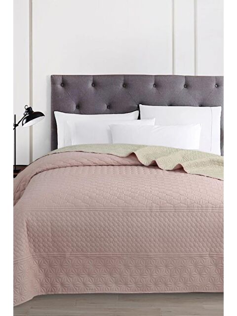 Çeyiz Diyarı Ultrasonik Kapitoneli Doremi Çift Taraflı Çift Kişilik Yatak Örtüsü Pudra - S000493271-7152