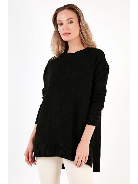 Lela Rahat Kesim Yırtmaç Detaylı Bisiklet Yaka Kadın Kazak 4616142Y - S000243047-19351