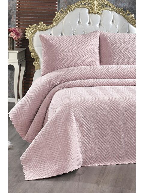 Çeyiz Diyarı Ultrasonik Welsoft Çift Kişilik Yatak Örtüsü 230x250 Pudra - S000493276-7152