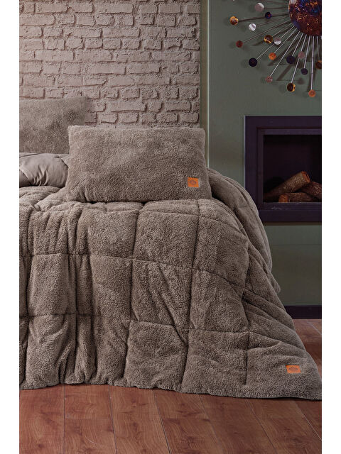 Varol Pamuk Box Tek Kişilik Pelüş Yorgan Seti Bej 155x215 cm