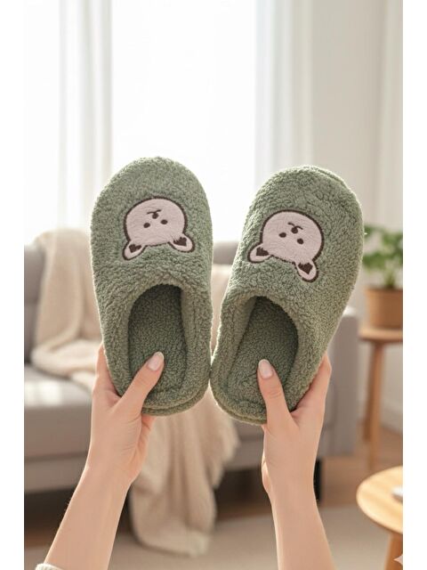 Oksit Ft 103 Panda Nakışlı Kadın Ev Terliği Pelüş Terlik Çeyiz ve Bohça Terliği Ses Yapmaz Kalın Taban - S000446385-18194