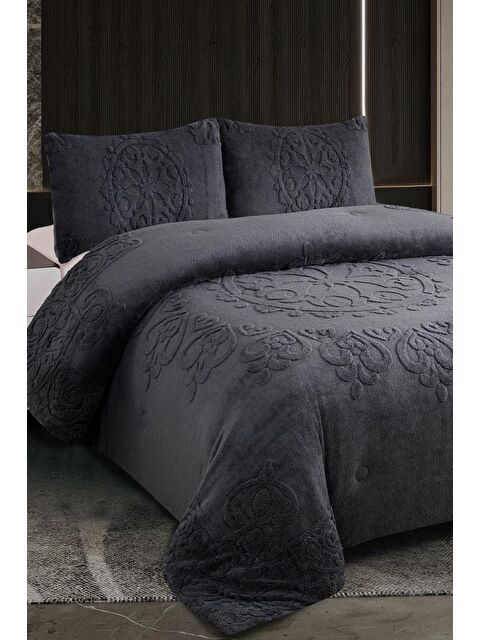 Çeyiz Diyarı Lidya Dolgulu Akrilik Çift Kişilik Yatak Örtüsü Antrasit - S000493291-29666
