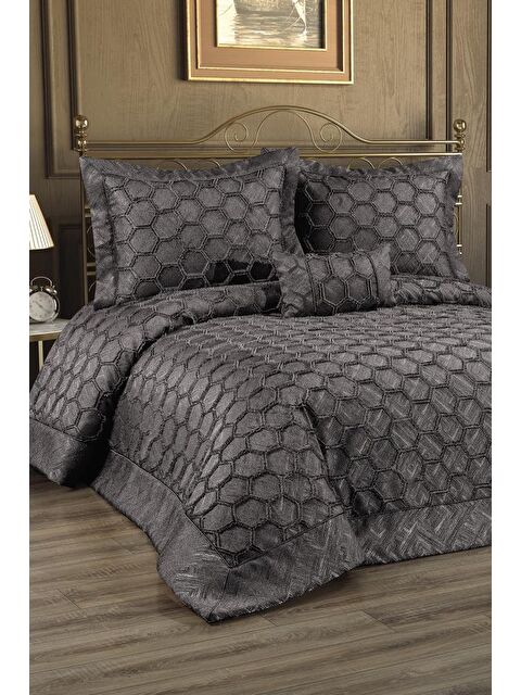 Çeyiz Diyarı Deste Dolgulu Pamuklu Çift Kişilik Yatak Örtüsü Gri - S000493293-20600