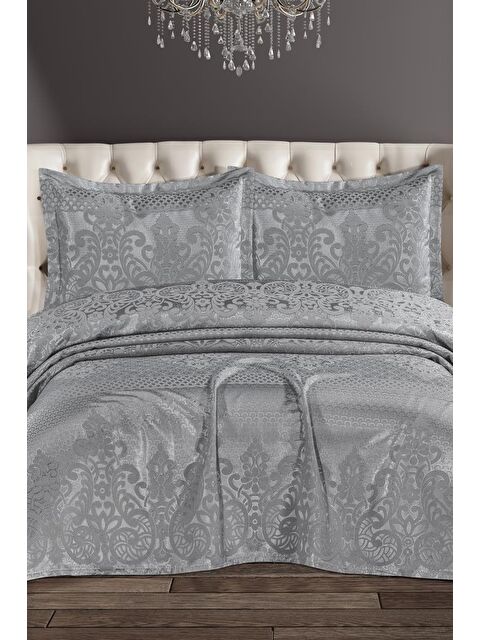 Çeyiz Diyarı Royal Şönil Çift Kişilik Yatak Örtüsü 240x260 cm Gri - S000493295-20600
