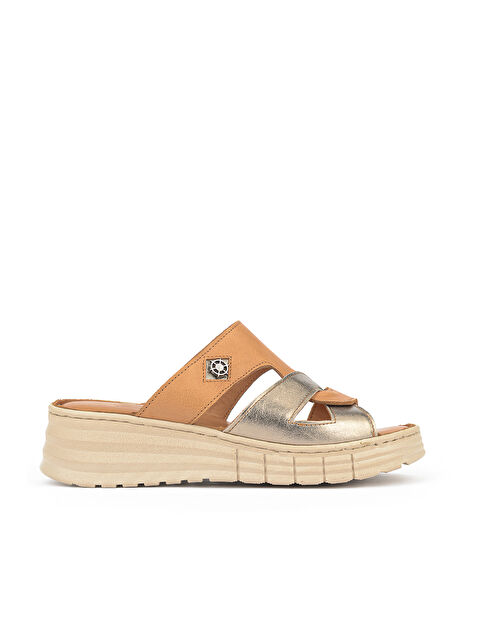 Ziya Ayakkabı Kadın Hakiki Deri Konfor Terlik 1611008Z453 Taba