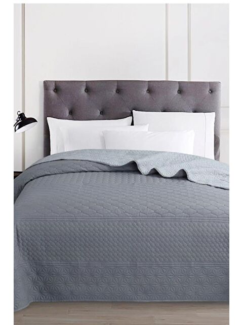 Çeyiz Diyarı Ultrasonik Kapitoneli Doremi Çift Taraflı Çift Kişilik Yatak Örtüsü Gri - S000493297-20600