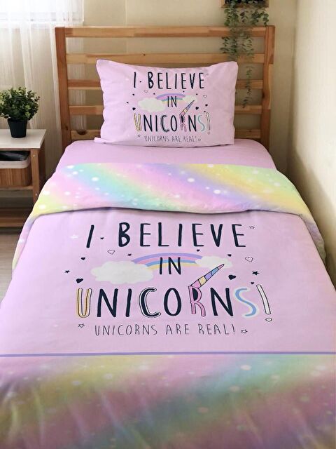 Evmila Çift Taraflı  Desenli Çarşafsız Takım Tek Kişilik Nevresim Takımı 160x220 Cm - S000123775-23173