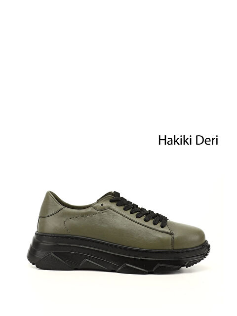 GÖNDERİ(R) Kadın YEŞİL Bağcıklı Dolgu Taban Hakiki Deri Sneaker - S000493302-18194
