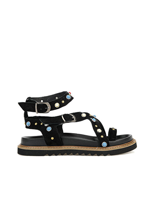 Ziya Ayakkabı Kadın Hakiki Deri Sandalet 1611050Z8518 Siyah