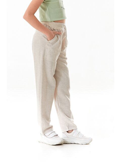 Fullamoda Beli Lastikli Kız Çocuk Keten Pantolon - S000422022-19928