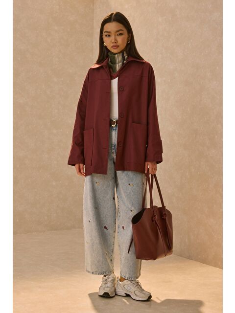 HE-QA Basic Gabardin Ceket Bordo