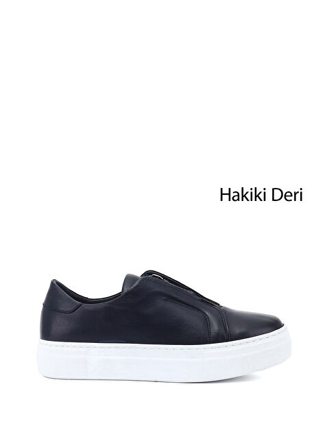 GÖNDERİ(R) Kadın AÇIK LACİVERT Fermuarlı Dolgu Taban Hakiki Deri Sneaker - S000493304-19459