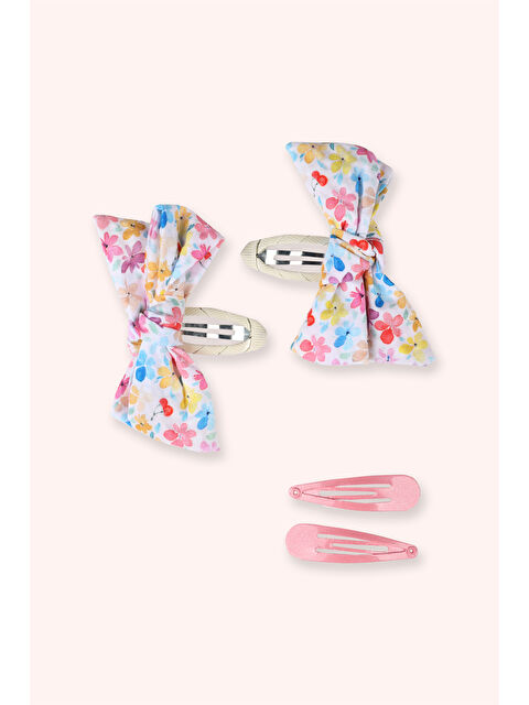 Panço Kız Bebek Çiçek Desenli Pembe Toka Seti - S000523989-20024