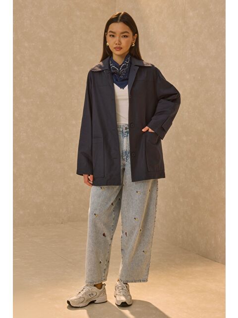 HE-QA Basic Gabardin Ceket Lacivert