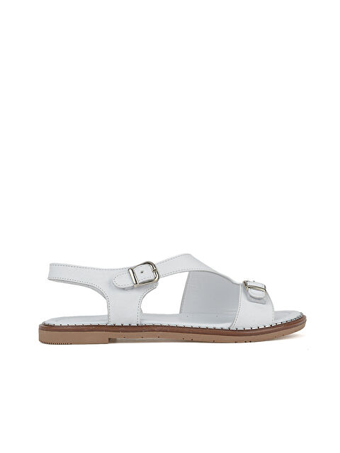 Ziya Ayakkabı Kadın Hakiki Deri Sandalet 1611020Z5407 Beyaz