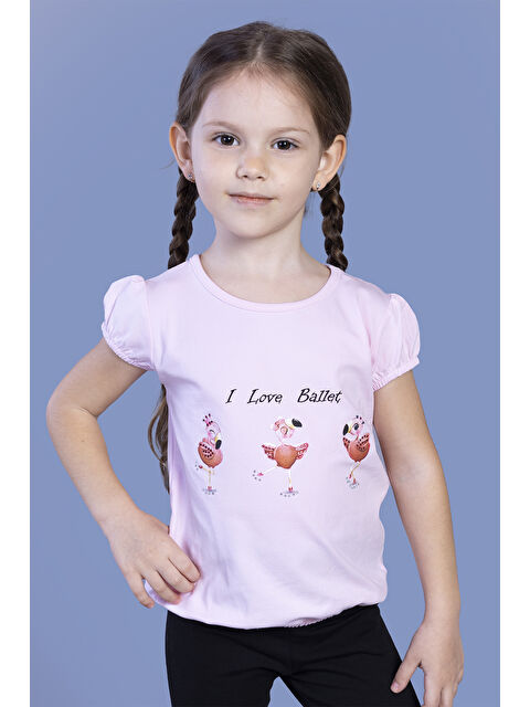 Toontoykids Kız Çocuk Lastikli Büzgü Detaylı Baskılı Tişört