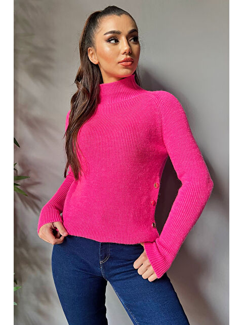 Gülseli Balıkçı Yaka Yan Düğmeli Kadın Triko Kazak - S000312328-18686