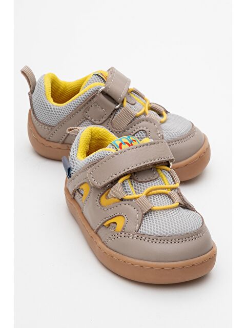 Mnpc Unisex Çocuk Gri-Sarı Hakiki Deri Günlük Ayakkabı - S000385756-37286