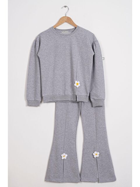 Zepkids Bisiklet Yaka Yırtmaçta Papatya Detaylı Kız Çocuk Eşofman Takım - S000355644-20600