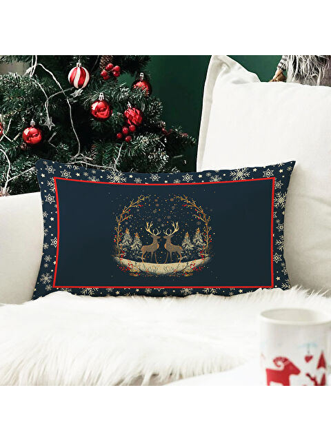 Evmila Yılbaşı Temalı 35x55 Fermuarlı Kadife Kırlent Kılıfı - S000291174-23173