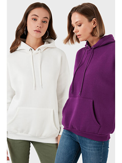 Lela Regular Fit Pamuklu Kapüşonlu Yaka Şardonlu Kışlık 2'li Paket Sweat 5863854S2 - S000463838-37539