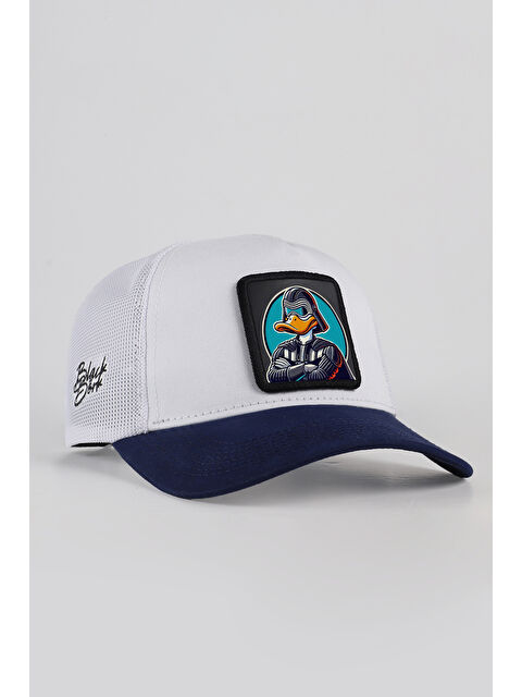 BlackBörk Duckside Logolu Lacivert-Beyaz Trucker Şapka