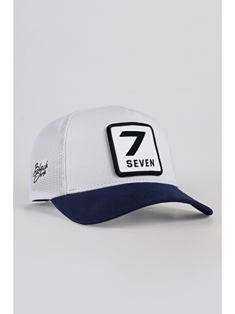 BlackBörk 7 Numara Logolu Lacivert-Beyaz Trucker Şapka