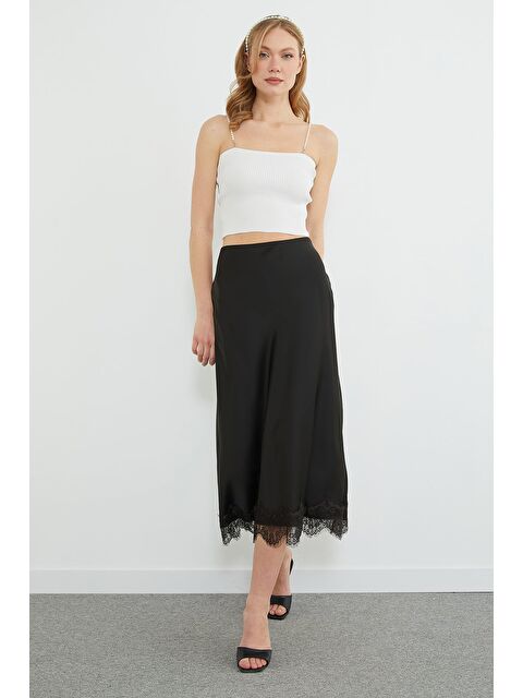 Fullamoda Dantelli Midi Boy Saten Etek