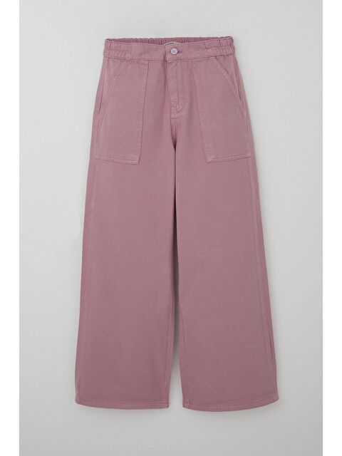 Breeze Kız Çocuk Gabardin Pantolon Geniş Paça Beli Lastikli Gülkurusu (10-14 Yaş) - S000401096-20028