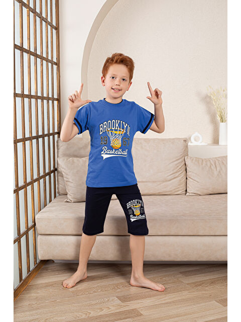 Formo Erkek Çocuk %100 Doğal Pamuk Kısa Kollu  Kaprili Pijama Takımı - S000397738-17234