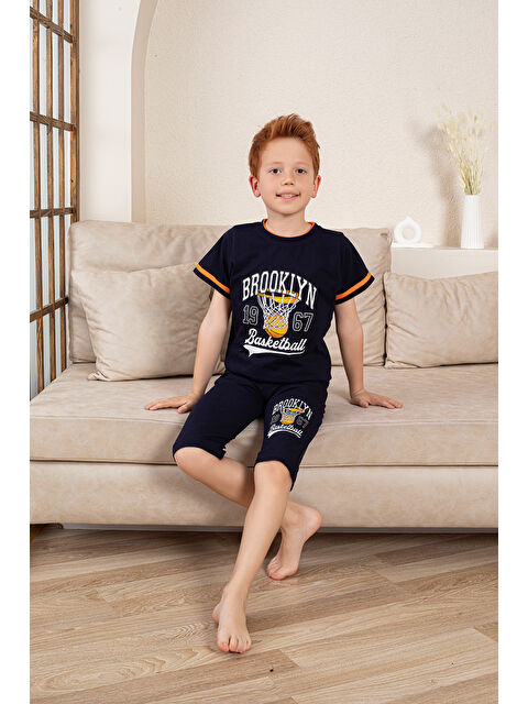 Formo Erkek Çocuk %100 Doğal Pamuk Kısa Kollu  Kaprili Pijama Takımı - S000397738-19351