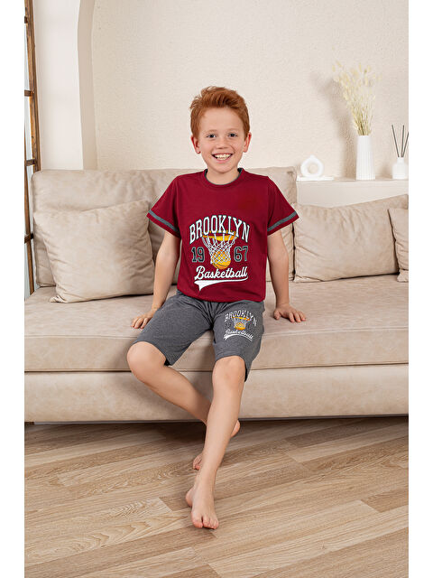 Formo Erkek Çocuk %100 Doğal Pamuk Kısa Kollu  Kaprili Pijama Takımı - S000397738-19951