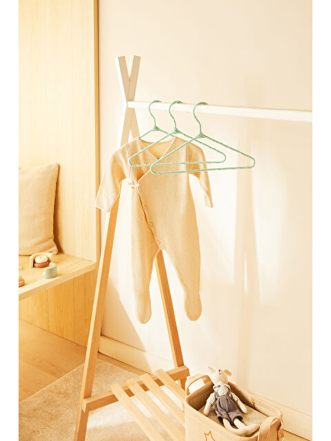 Ocean Home Textile 3'lü Mint Renk Kumaş Kaplı Metal Bebek Giysi Askısı19.5 x 30 x 0.3 cm - S000493872-18194