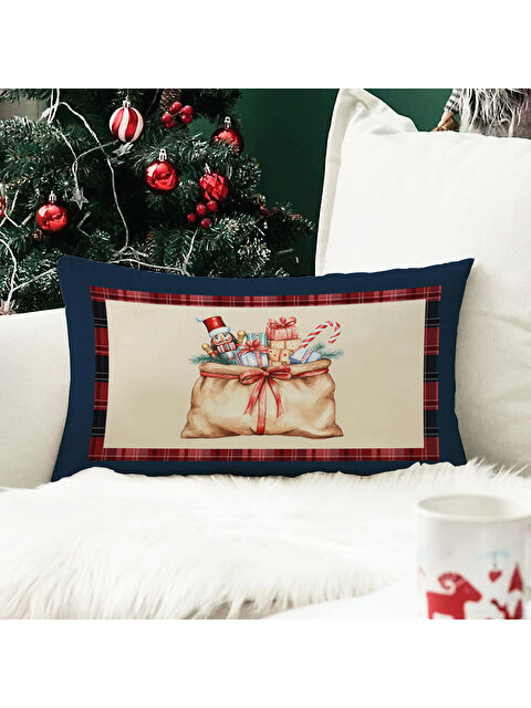 Evmila Yılbaşı Temalı 35x55 Fermuarlı Kadife Kırlent Kılıfı - S000291191-23173