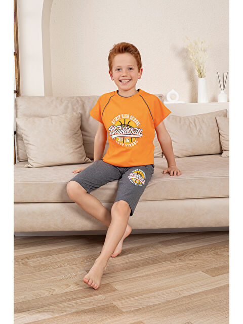 Formo Erkek Çocuk %100 Doğal Pamuk Kısa Kollu  Kaprili Pijama Takımı - S000397739-20013