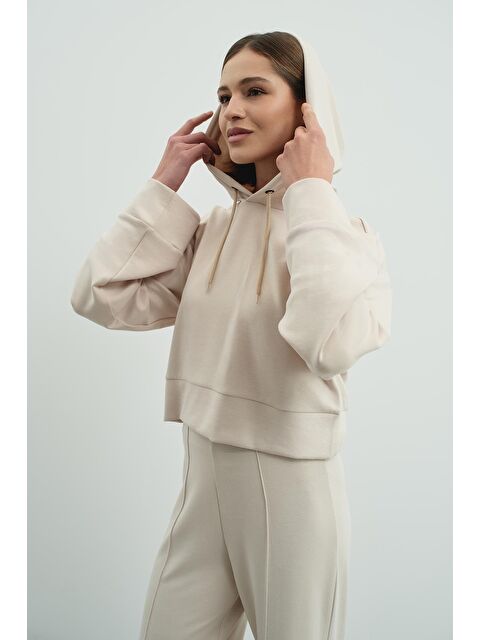 C&City Pure Touch Kapüşonlu Sweat Bej - S000464534-19928