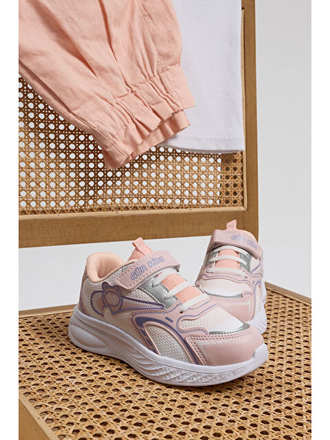 TONNY BLACK Çocuk Unisex Pudra Lila Eva Faylon Taban Çocuk Unısex Cırtlı Lastik Bağcıklı Spor Ayakkabı - S000504805-37404