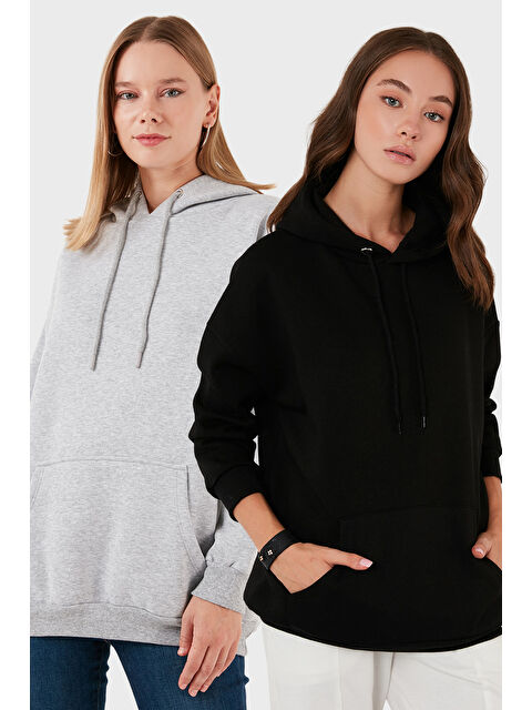 Lela Regular Fit Pamuklu Kapüşonlu Yaka Şardonlu Kışlık 2'li Paket Sweat 5863854S2 - S000463838-37287