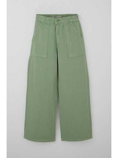 Breeze Kız Çocuk Gabardin Pantolon Geniş Paça Beli Lastikli Mint Yeşili (10-14 Yaş) - S000401096-1180